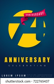 Anniversary emblems 74 anniversary template design. Creative design for your greetings card, flyers, invitation, posters, brochure, banners, calendar