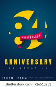 Anniversary emblems 84 anniversary template design. Creative design for your greetings card, flyers, invitation, posters, brochure, banners, calendar
