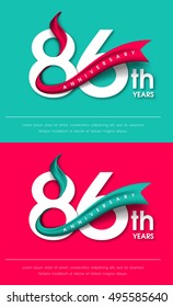 Anniversary emblems 86 anniversary template design