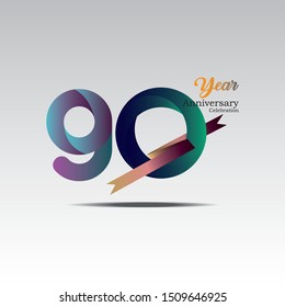 Anniversary emblems 90 in anniversary concept template design