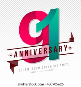 Anniversary emblems 91 anniversary template design
