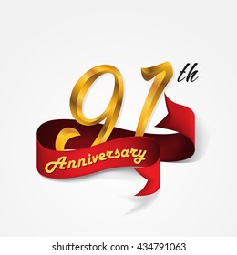 Anniversary emblems 91-anniversary template design