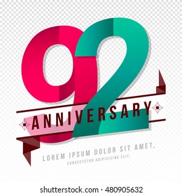 Anniversary emblems 92 anniversary template design