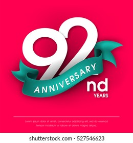 Anniversary emblems 92 anniversary template design