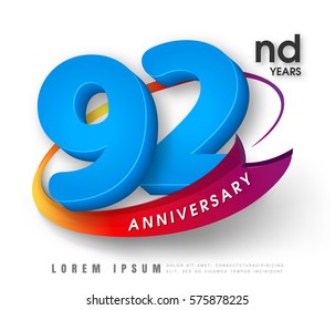Anniversary emblems 92 anniversary template design