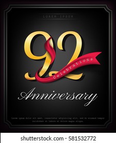 Anniversary emblems 92 anniversary template design