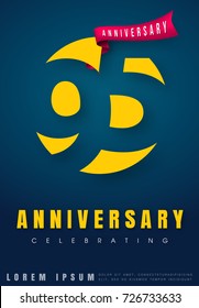 Anniversary emblems 95 anniversary template design. Creative design for your greetings card, flyers, invitation, posters, brochure, banners, calendar