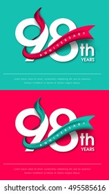 Anniversary emblems 98 anniversary template design