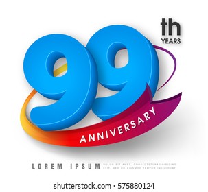 Anniversary emblems 99 anniversary template design