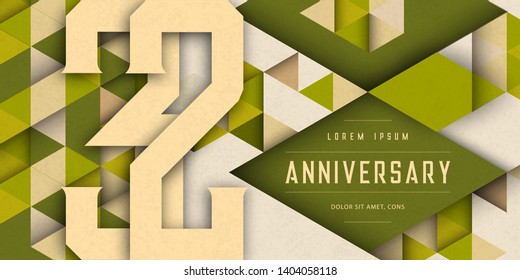 Anniversary emblems celebration logo, 32nd birthday vector illustration, with texture background, modern geometric style and colorful polygonal design. 32 Anniversary template design, geometric design