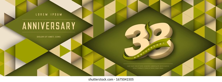 Anniversary emblems celebration logo, 38th birthday vector illustration, with texture background, modern geometric style and colorful polygonal design. 38 Anniversary template design, geometric design