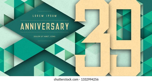 Anniversary emblems celebration logo, 39th birthday vector illustration, with texture background, modern geometric style and colorful polygonal design. 39 Anniversary template design, geometric design