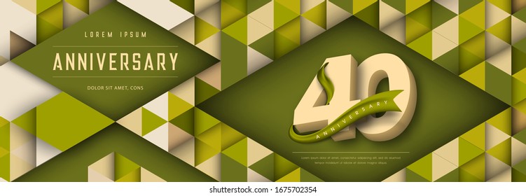 Anniversary emblems celebration logo, 40th birthday vector illustration, with texture background, modern geometric style and colorful polygonal design. 40 Anniversary template design, geometric design