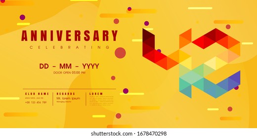 Anniversary emblems celebration logo, 42nd birthday vector illustration, with yellow background, modern geometric style and colorful polygonal design. 42 anniversary template design