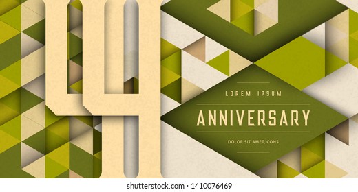 Anniversary emblems celebration logo, 44th birthday vector illustration, with texture background, modern geometric style and colorful polygonal design. 44 Anniversary template design, geometric design