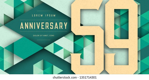 Anniversary emblems celebration logo, 59th birthday vector illustration, with texture background, modern geometric style and colorful polygonal design. 59 Anniversary template design, geometric design