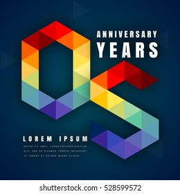 Anniversary emblems celebration logo, 5th birthday vector illustration, with dark blue background, modern geometric style and colorful polygonal design. 5 anniversary template design