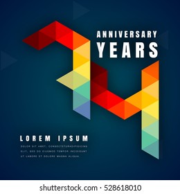 Anniversary emblems celebration logo, 74th birthday vector illustration, with dark blue background, modern geometric style and colorful polygonal design. 74 anniversary template design