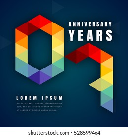 Anniversary emblems celebration logo, 7th birthday vector illustration, with dark blue background, modern geometric style and colorful polygonal design. 7 anniversary template design