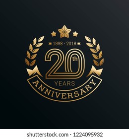 Anniversary emblems template design with gold number style