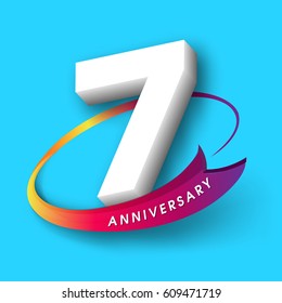 Anniversary emblems7 anniversary template design