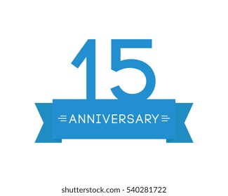 anniversary to fifteen years, the label icon, element ribbon, greeting cards, banners and tags