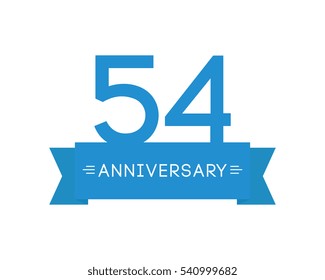 anniversary to fifty-four years, the label icon, element ribbon, greeting cards, banners and tags