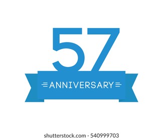 anniversary fifty-seven years, the label icon, element ribbon, greeting cards, banners and tags