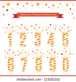 Anniversary fireworks numbers Set.