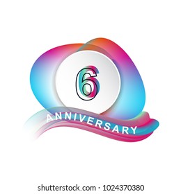 Anniversary Fluid and Holographic background. year birthday logo on white background. 2018 trend design element.