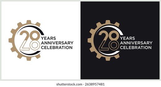 anniversary gear logotype vector with brown and white color for special celebration day
