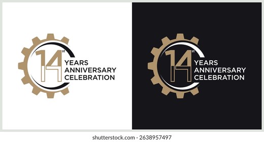 anniversary gear logotype vector with brown and white color for special celebration day
