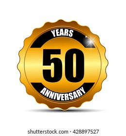 Anniversary Gild Label Sign Template Vector Illustration EPS10