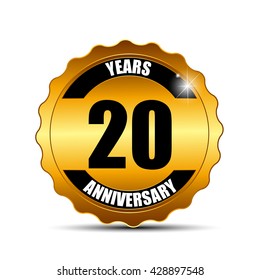 Anniversary Gild Label Sign Template Vector Illustration EPS10