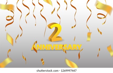 Anniversary gold 3d numbers - Template illustration fot celebrating . logotype for booklet, cover, flyer poster