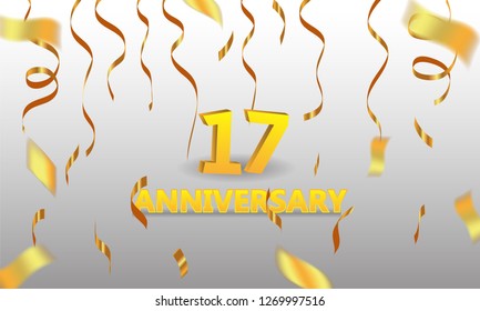 Anniversary gold 3d numbers - Template illustration fot celebrating . logotype for booklet, cover, flyer poster