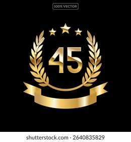 Anniversary gold award podium with glittering numbers set template. Celebration birthday or jubilee golden vector background.