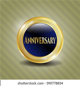 Anniversary gold badge or emblem