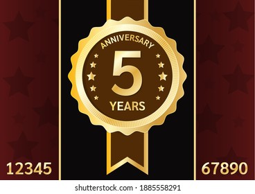 Anniversary gold plate badge. Vector illustration