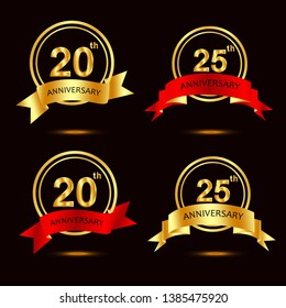 anniversary gold vector set  element