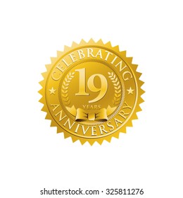 anniversary golden badge logo 19