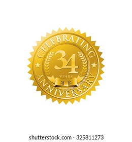 anniversary golden badge logo 34