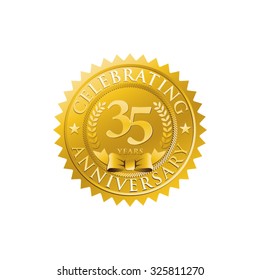anniversary golden badge logo 35