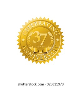 anniversary golden badge logo 37