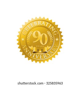 anniversary golden badge logo 90