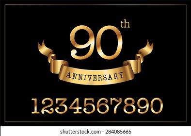Anniversary golden emblems and decorative elements