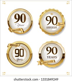 Anniversary golden labels retro vintage design collection 