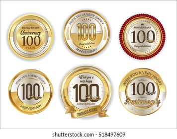 Anniversary golden labels retro vintage collection 100 years