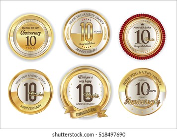 Anniversary golden labels retro vintage collection 10 years
