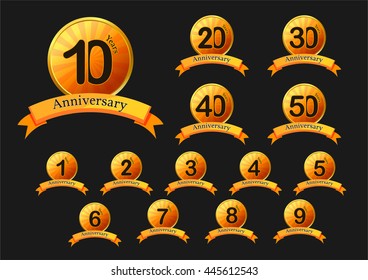 Anniversary golden labels set, Vector set of anniversary 

